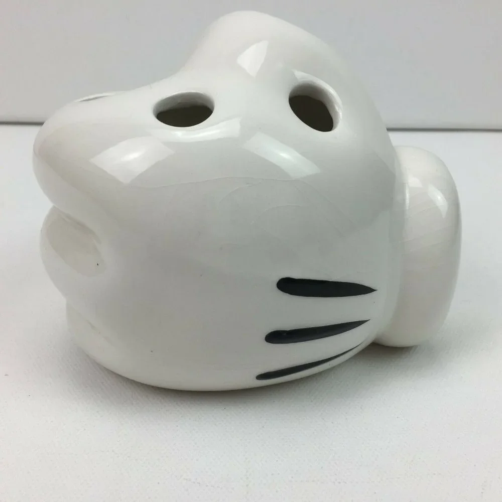 Disney Scattered Mickey Mouse Parts White Ceramic Glove 4 Toothbrush Holder